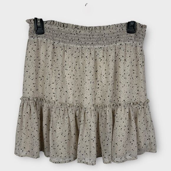 Altar’d State Cream Ruffle Mini Skirt Florals Tiered Jr Medium Womens Small - Picture 1 of 8